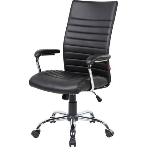Dmora - Silla de oficina Ddim, Sillón presidencial con reposabrazos, Silla de oficina ergonómica, 63x65h108/118 cm, Negro (1/3)