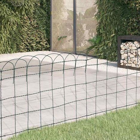 Clôture de jardin en rouleau 10 m x 65 cm, bordure en fil de fer vert thermolaqué, clôture décorative résistante aux intempéries pour pelouse, parterres et protection contre les animaux (1/5)
