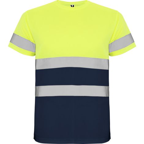 Camiseta técnica de alta visibilidad con cintas reflectantes DELTA ROLY XXXL Azul Marino / Amarillo Flúor