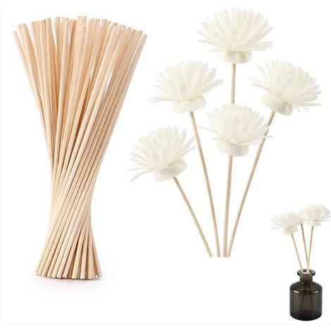Bâtonnets Diffuseur Parfum & Fleurs, Pack 40 Tiges Bois Naturel, 30cm, Diffusion Stable pour Parfum Maison, Sécurité Sans Flamme pour Bureau (1/5)