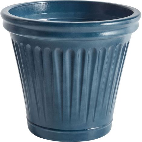 Vaso da fiori rotondo in poliresina ⌀ 43 cm Finitura smaltata Uso interno ed esterno Blu Mais