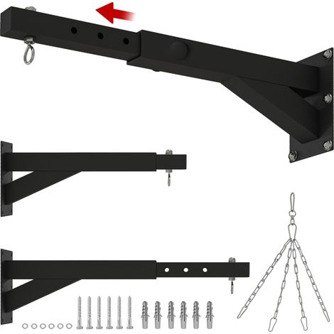 SPORTNOW soporte saco boxeo de pared con distancia ajustable de 45-65 cm gancho giratorio de 360° y cadenas para entrenamiento carga 60 kg negro