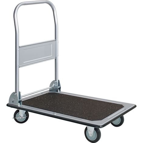 BRB Chariot de transport avec arceau rabattable et roues noires en caoutchouc plein (730 x 470 x 820, max. 150 kg) (1/3)