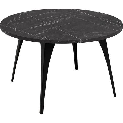 Mesa de centro Oswego 126, Mármol negro, 45x0x0cm, Diámetro: 75, Aglomerado laminado, Redonda