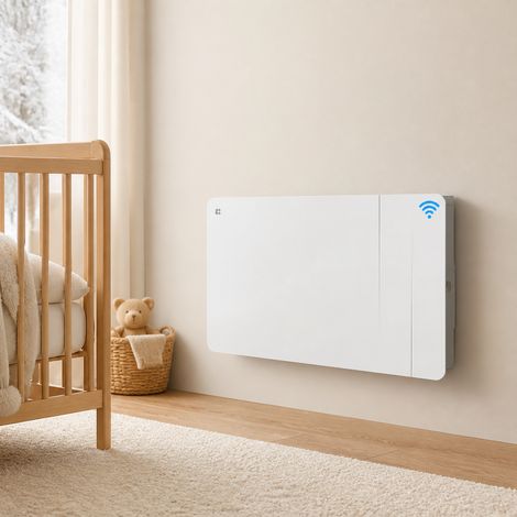 CIARRA Radiateur électrique connecté WiFi 1500W 10-15㎡inertie sèche céramique double cœur de chauffe programmation 7j/24h IP24 CDHTD15A-W