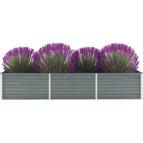 Lit surélevé de jardin Acier galvanisé 240x80x45 cm Gris (1/5)