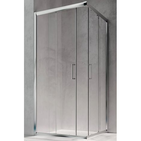 Glass - Lato Doccia Componibile Isy Ix 76,5-79 Cm H.195 Cm Profili Cromo - Vetro Satinato 6 Mm