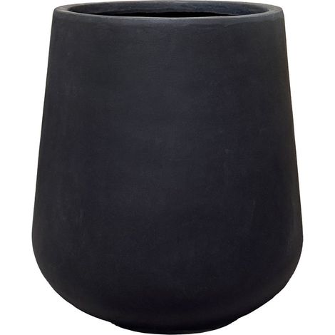 Pot grande taille d'extérieur SILEX 62x63cm noir mat, en béton fibré, résistant au gel (1/5)