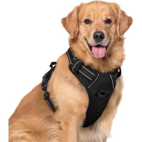 Harnais pour chien, rembourré et réglable, Oxford réfléchissant, gilet anti-étouffement avec poignée facile à contrôler, (1/4)