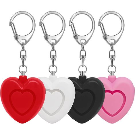 Alarme personnelle – Porte-clés alarme personnelle en forme de cœur avec son clair et sécurisé, pour femmes et enfants, sirène puissante de 130 dB (lot de 4). (1/5)