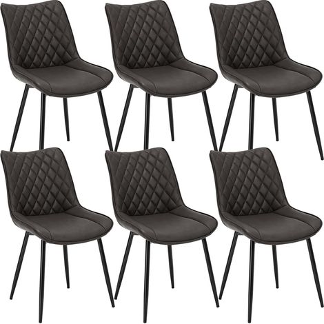 WOLTU Set of 6 Dining Chairs Faux Leather Office Kitchen Chair Living Home-Anthracite