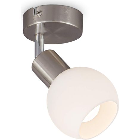 Spot plafond pivotant avec abat-jour en verre I ampoule LED E14 5W incluse I lumière blanche chaude 3000K I 470lm I verre opale (1/5)