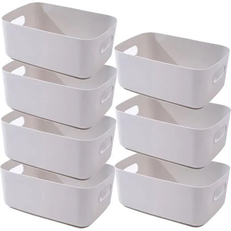 Boîte de Rangement Grise 25x18x10cm, Panier Plastique pour Salle de Bain et Cuisine, Coloré Épaissie et Durable - Gris 25x17.5x9.5cm (1/5)