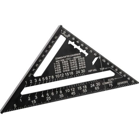 180mm (7 inch) Aluminum Triangle Square Ruler, Protractor, 45 to 90 Degree Multifunctional Carpenter Measuring Tool (Metric) (1/5)