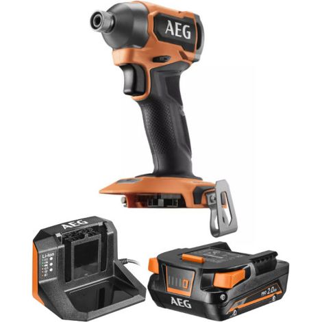 Confezione AEG Avvitatore a impulsi AEG - BSS18SBL2-0 - 18V Brushless - Subcompatto - 1 batteria 2.0Ah - 1 caricatore -