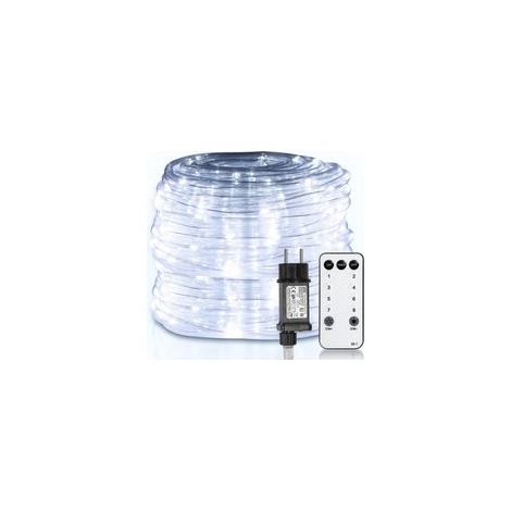 Catena luminosa a LED da 30 m - 300 luci - Tubo flessibile impermeabile - Con telecomando e timer - Decorazione per interni/esterni e giardino - Luce bianca fredda (1/5)