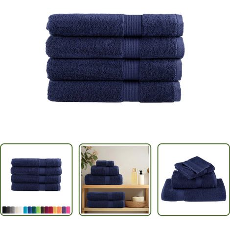 Saunatücher -  Premium Saunatücher SOLUND 4 Stk. Marineblau 80x200 cm 600 g/m²