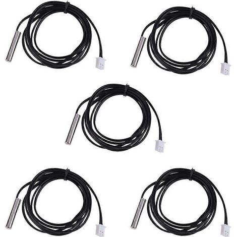 Lot de 5 capteurs de température étanches de 1 m, transducteurs de température, sondes à thermistance NTC, transmetteurs de température numériques, câble d'extension-100.00X0.50X0.50CM (1/3)