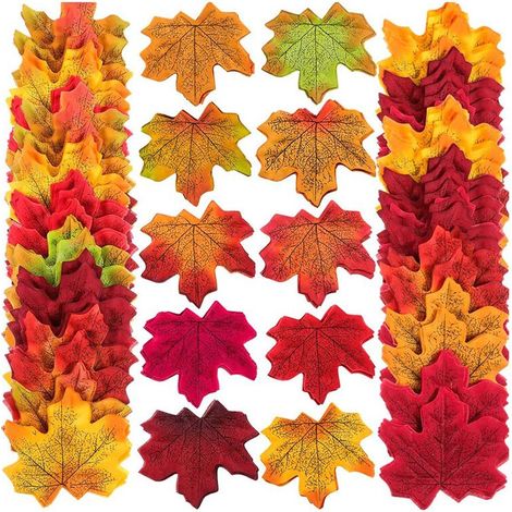 500 künstliche Ahornblätter aus Seide, Herbstblätter, DIY, Scrapbooking, Herbst- und Herbsthochzeitsdekoration (1/4)