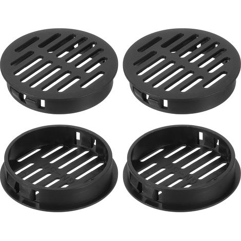 Grille de Ventilation Ronde en Plastique H11,5mm Noir 4Pcs (1/5)