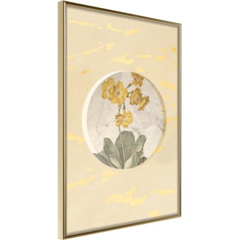 Affiche Murale Encadrée "Flowers and Marble" 30 x 42 cm Or