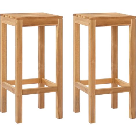 Bar Stool 2 pcs Natural 35 x 35 x 75 cm Solid Teak Wood vidaXL