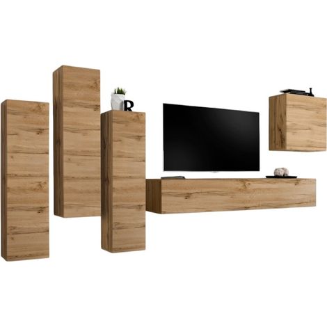 Conjunto de muebles de salón diseño colección SWITCH III. Color roble Wotan.