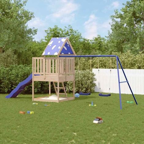 Aire de jeux extérieure : Aire de jeux d'extérieur bois de pin massif jeu extérieur enfant, aire de jeu jardin, balançoire enfant , pour jardin, usage domestique , enfant 3-8 ans (1/5)