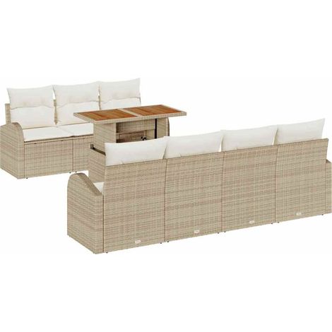 Garden Sofa Set 8 pcs Beige and cream vidaXL (1/5)