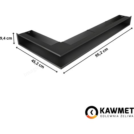 Grille de ventilation angle à droite 95x950x450 Loft Angle Kawmet - Couleur noir (1/5)