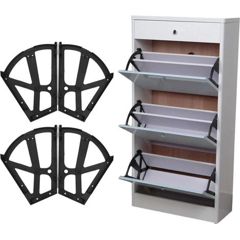 Charnière De Tiroir - Charnière À Bascule Pour Étagère À Chaussures - Compatible Avec Armoires De Rangement Cuisine Salon - Lot De 4 (1/5)