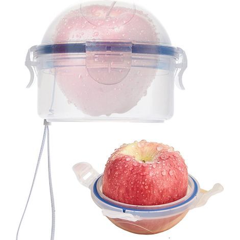 Lot de 2 Conteneur de Rangement de Fruits,Boîte à Pommes en Plastique,Boîte de Conservation pour Citrons,Boules de Conservation Ail,Sans BPA,pour le Transport de Pommes d'oranges et de Raisins (1/4)