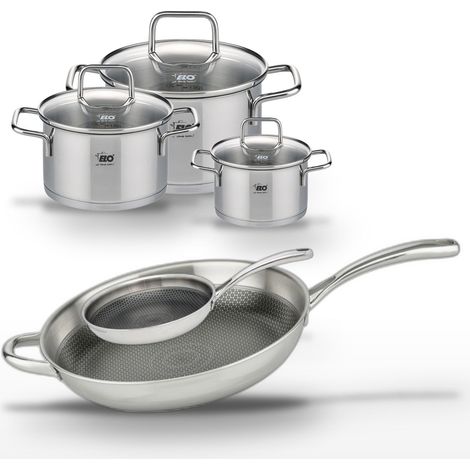 Lot Poêle 32cm & 24cm Elo Relief Evolution avec 3 Faitouts Elo Citrin (1/5)