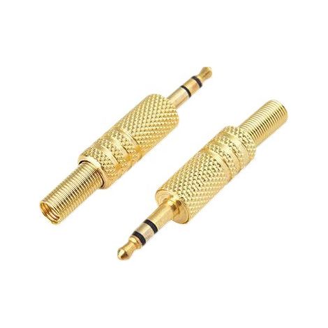 High-quality gold-plated audio connector, 3.5mm soldered male, 3.5mm soldered wire end, two-channel 3-conductor mini audio adapter.