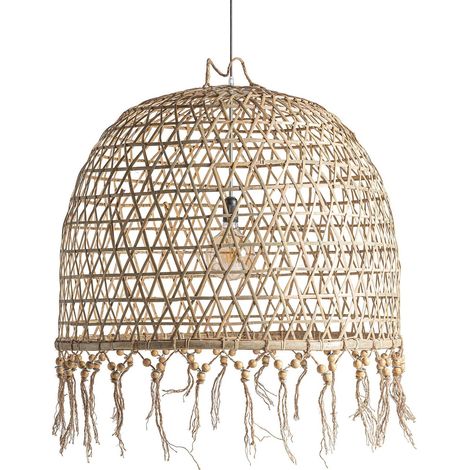 Suspension élégante en bambou pour intérieur chic - Beige naturel et nuances de bambou (1/4)