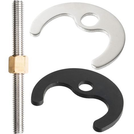 Kit de fixation pour robinetterie avec tige filetée M8 x 130 mm – 1 kit en métal, plaque de fer à cheval à trou unique avec rondelle en caoutchouc, pour robinet (1/4)