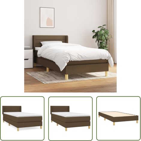 The Living Store Sommier à lattes de lit avec matelas Marron foncé 80x200 cm - Lit Tapissier - Lit Double - Matelas À Ressorts Ensachés - Literie - Chambre À Coucher (1/5)