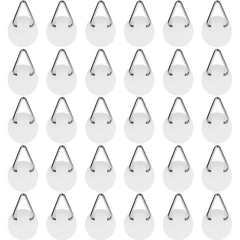 30er-Pack Selbstklebende Haken für Bilder, Klebehaken für Bilderrahmen, Einfache Installation ohne Werkzeug (2,2cm) (1/5)