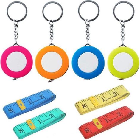 Ruban à Mesurer Souple 1.5m - - Couture Tailleurs Perte de Poids - Bleu Jaune Rouge Vert (1/4)