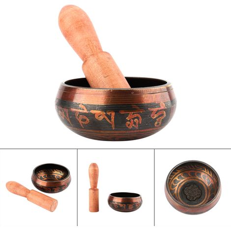 Bol chantant tibétain martelé à la main, 8 cm, pour la méditation et le yoga, de style bouddhiste. (1/5)
