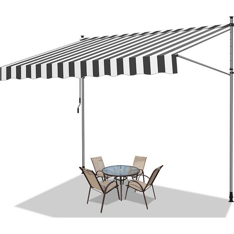 Wolketon Tenda da balcone grigio chiaro, 200x120 cm, regolabile, resistenza UV, per esterni