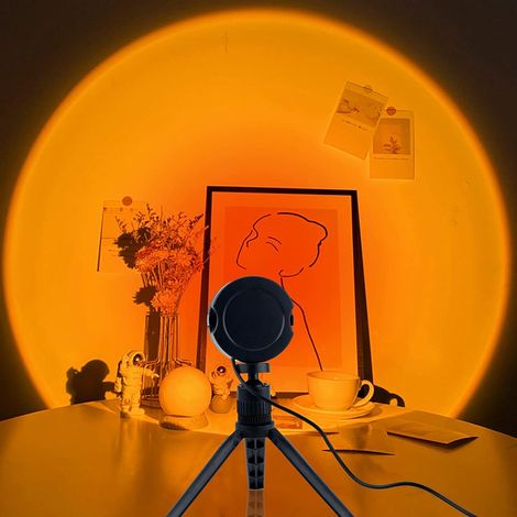 Lampe Coucher De Soleil, Sunset Projection Lamp, Lampe Projection, Sunset Aura, Luminosité RéGlable Romantique LED Light Rainbow Lampe, pour Anniversaire FêTe Salon Chambre (1/4)