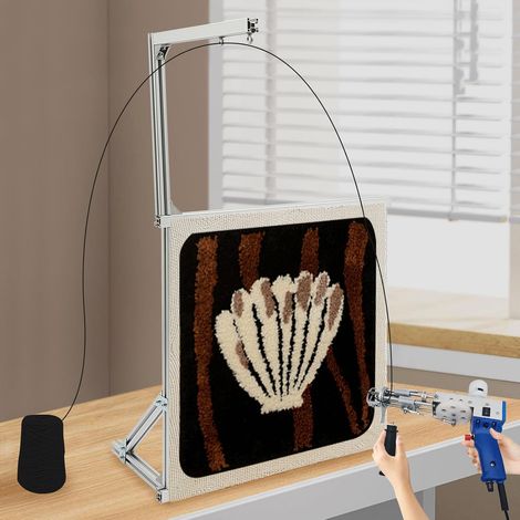 Tufting Frame, Tabletop Rug Making Stand with 2 G Clamps, Aluminum Alloy Frame, Two Table Clamps, Adjustable Working Width, Oxidized Finish, For Rug Tufting Cloth And Carpet Projects (1/5)