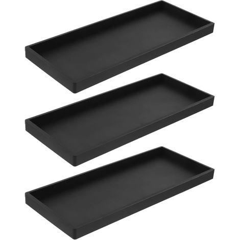 Plateaux de Salle de Bain en Silicone Noir 3pcs pour Rangement Polyvalent Cosmétiques et Éponges Design Gain de Place Adaptés Maison et Hôtel'-'-