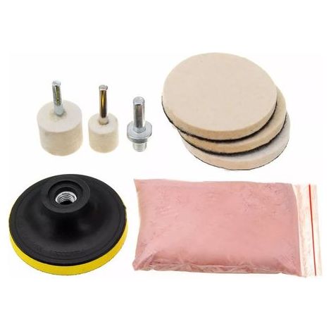 Kit de polissage de vitres de voiture en 8 pièces, 120 g de poudre d'oxyde de cérium, kit de polissage de pare-brise (1/3)