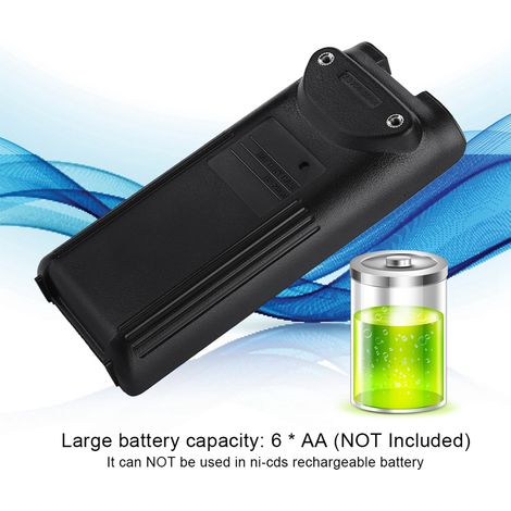 Batteriefach für Icom F22/A6/V82/V8/IC24/ICU82 Funkgeräte, große Kapazität (6 AA-Batterien), schwarz