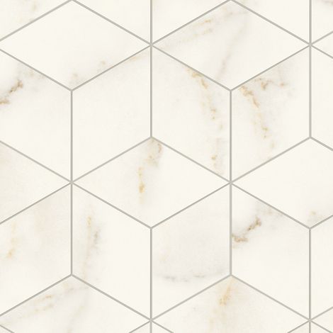 Mosaïque effet Marbre Blanc Calacatta Divino Hexa Cube 35x30x0,9 cm Silk Montira - Mur intérieur (vendu par carton de 0,42 m²) - RO'MA CARRELAGE
