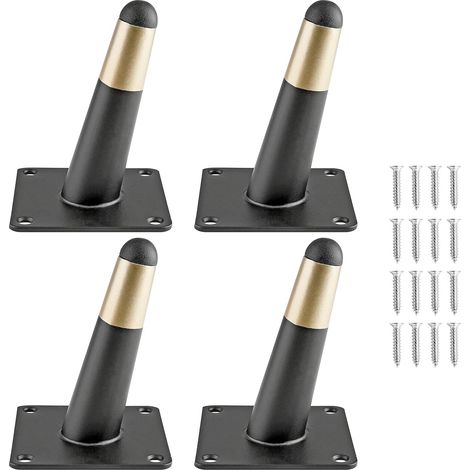 Set aus 4 konischen Metall-Möbelbeinen im mittelalterlichen Stil für Sofas, Schränke, Tische, Stühle, Kommoden, 10 cm, schwarz und gold (1/5)