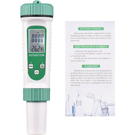 Testeur numérique de qualité de l'eau 6 en 1 : moniteur multifonction (pH/EC/TDS/sel/densité/température), analyseur portable pour eau potable, aquarium et laboratoire hydroponique.