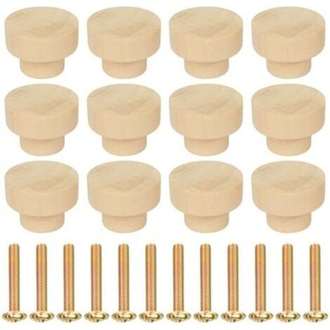 12pcs Poignée Meuble en Bois, Rond Boutons de Meuble, Boutons de Portes pour Placards, 35 mm Poignet de Tiroir, pour Décoration D'intérieur, Placard, Penderie, Tiroir, Armoires de Cuisine (1/4)